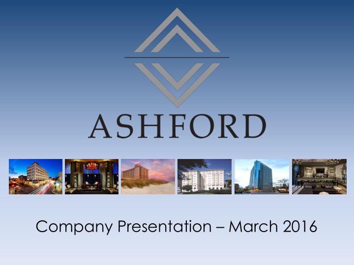 company presentation march 2016 safe harbor