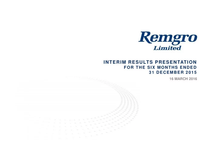 interim results presentation