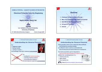 Outline  Che  Chemic  ical Po  al Pote  tential from th  ntial from the  e Be  Beginn  ginning  ing