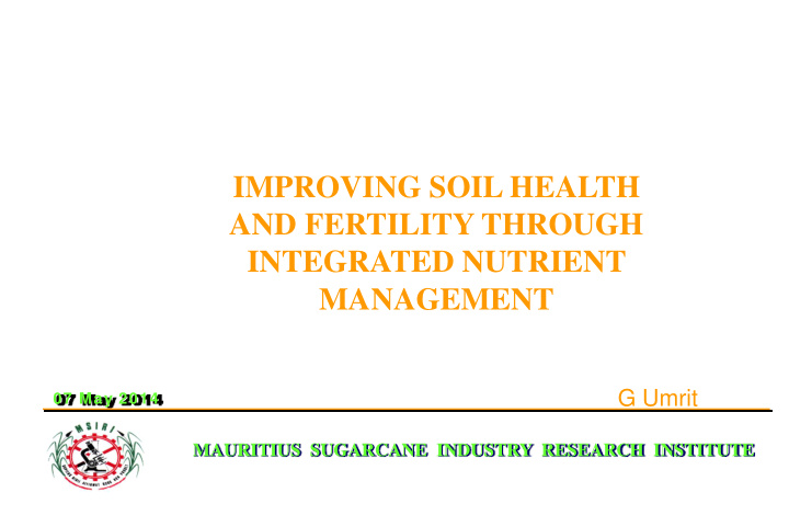 improving soil health and fertility through integrated