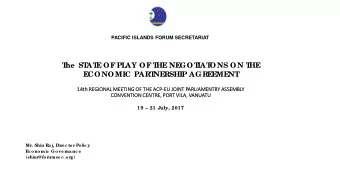 T  he  ST  AT  E  OF  PL  AY OF  T  HE  NE  GOT  IAT  ONS ON T  HE  E  CONOMIC PART  NE  RSHIP AGRE