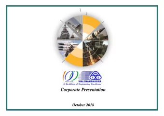 Corporate Presentation  October 2018  Disclaimer This presentation has been prepared by
