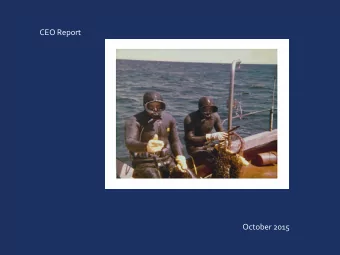 CEO Report  October 2015  Main Issues that your Board has been dealing with in recent