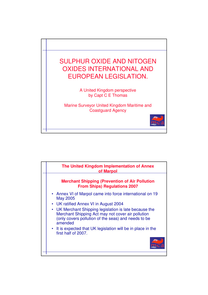 sulphur oxide and nitogen oxides international and