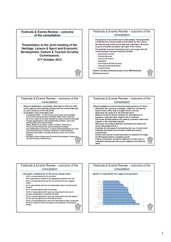 1  Festivals &amp; Events Review  outcome of the  Festivals &amp; Events Review  outcome of