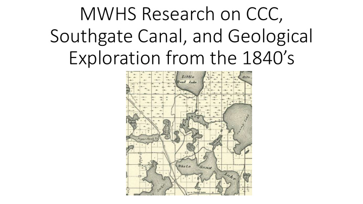 southgate canal and geological exploration from the 1840