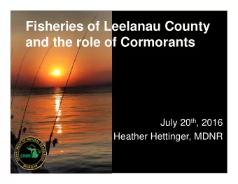 Fisheries of Leelanau County  and the role of Cormorants July 20 th , 2016  Heather Hettinger, MDNR