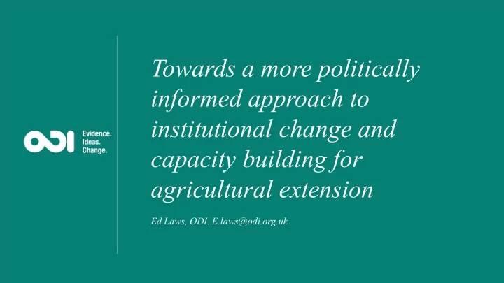 towards a more politically informed approach to