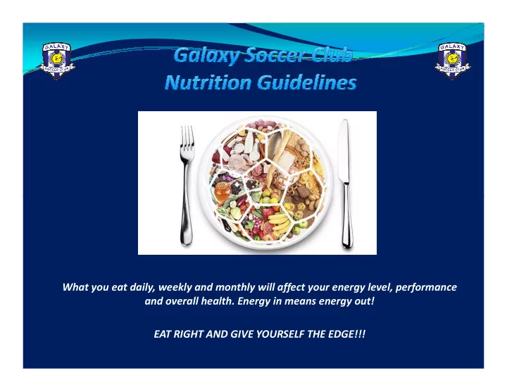 what you eat daily weekly and monthly will affect your