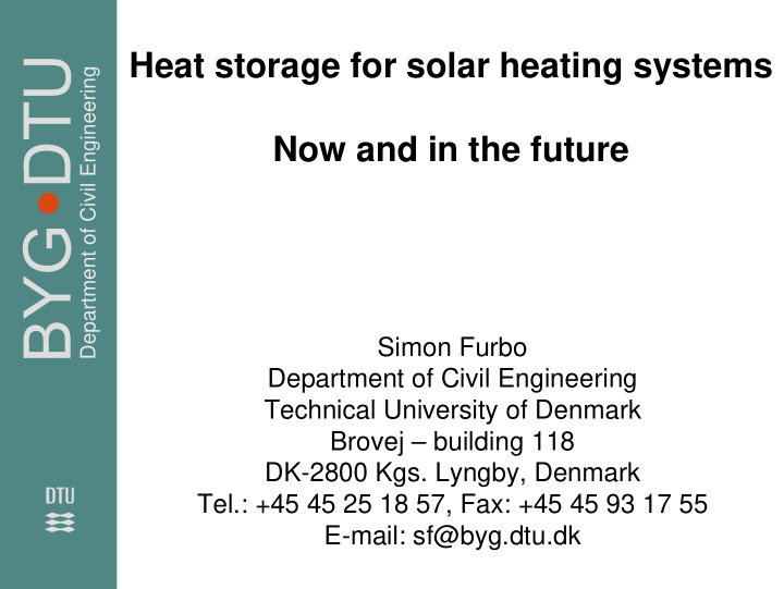 heat storage for solar heating systems