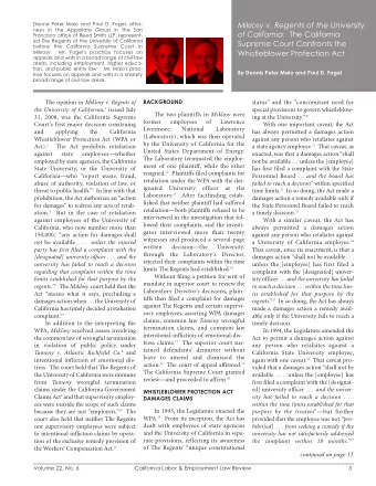 Miklosy v. Regents of the University  neys in the Appellate Group in the San of California: The