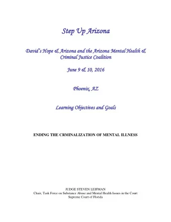 Step  Step U  Up Ariz  p Arizona  ona  Davids Hope &amp; Arizona and the Arizona Mental Health