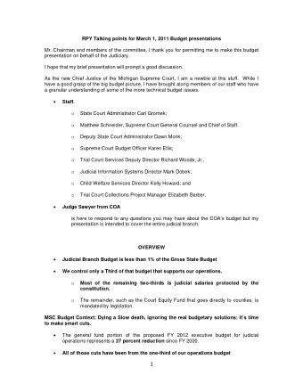 1   The number of judicial branch FTEs has dropped from 526 in FY 2000 to 413 as of 2/17/11