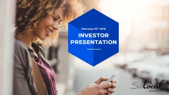 INVESTOR  PRESENTATION  1  DISCLAIMER  This document contains forward-looking statements. Any