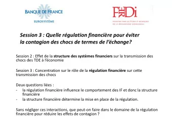 Session 3 : Quelle rgulation financire pour viter la contagion des chocs de termes de