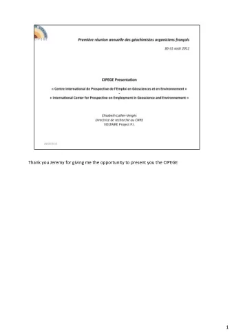 1 CIPEGE, the Center for International Prospective for Employment in Geoscience and Environment,