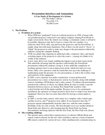 Presentation Interfaces and Automation  A Case Study of Development of a System  For The Fathers