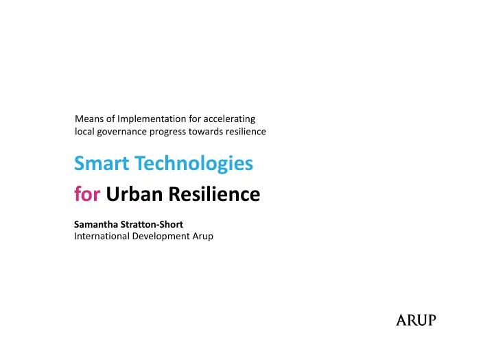 smart technologies for urban resilience