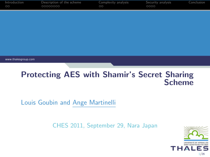 protecting aes with shamir s secret sharing scheme