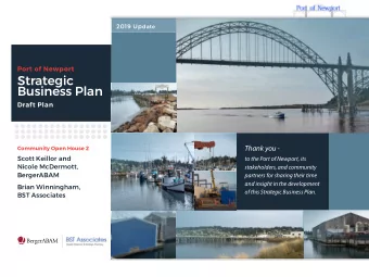 Strategic  Business Plan  Draft Plan  Community Open House 2  Thank you -  Scott Keillor and  to