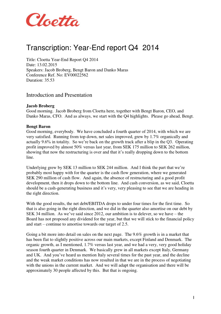 transcription year end report q4 2014