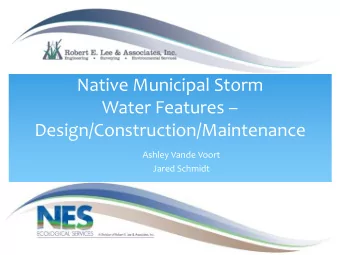 Native Municipal Storm  Water Features   Design/Construction/Maintenance  Ashley Vande Voort