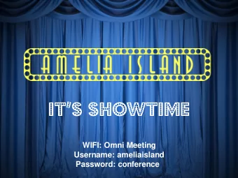 Its ShowTime  WIFI: Omni Meeting  Username: ameliaisland  Password: conference  Chicago  welcome