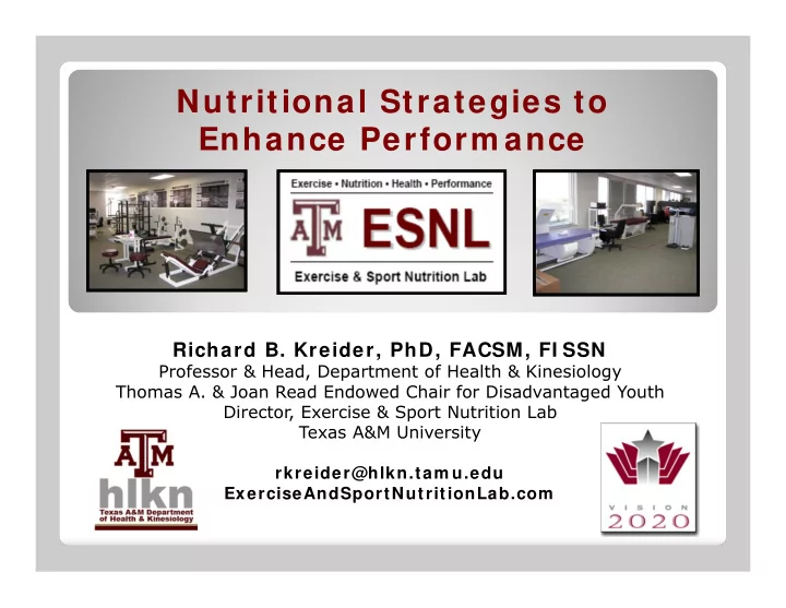 nutritional strategies to enhance perform ance