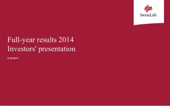 Full-year results 2014  Investors' presentation  27.02.2015  Agenda    Overview  Patrick Frost