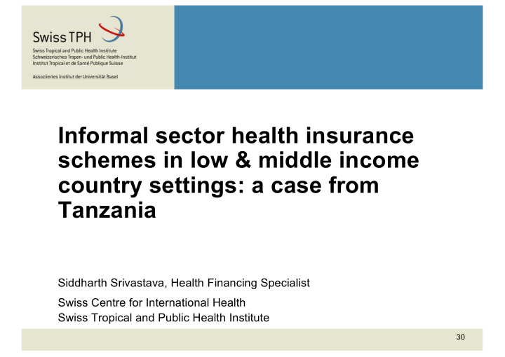 informal sector health insurance schemes in low middle
