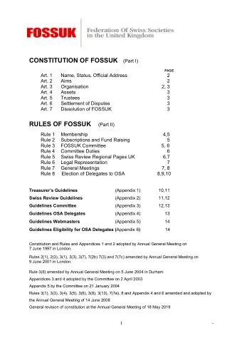 I.    CONSTITUTION OF FOSSUK  FOSSUK was originally constituted in London in 1949 as 'The