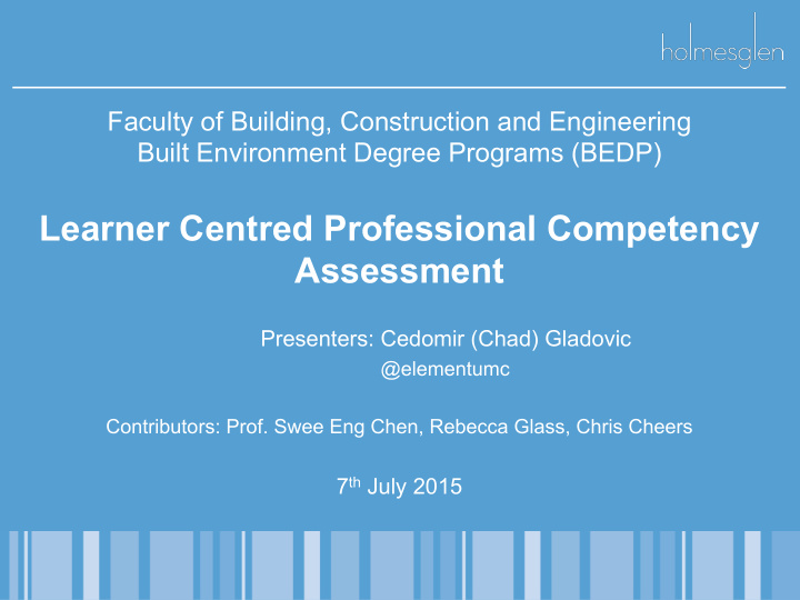learner centred professional competency assessment