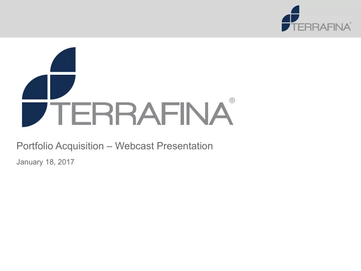 portfolio acquisition webcast presentation