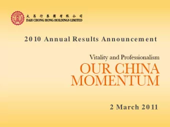 20 10  Annual Results Announcem ent  2 March 20 11  1  1  FORWARD-LOOKI NG STATEMENTS  Certain