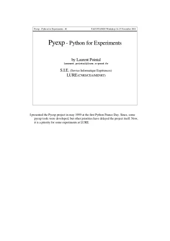 Differents Levels &quot; Devices driving &quot; Graphical User Interface &quot; Experiment control