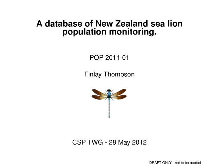 a database of new zealand sea lion population monitoring