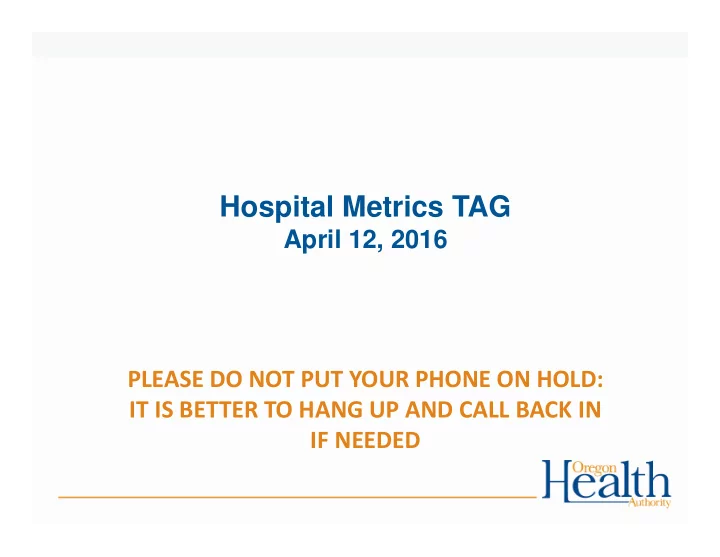 hospital metrics tag