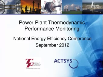 Power Plant Thermodynamic  Performance Monitoring  National Energy Efficiency Conference  September
