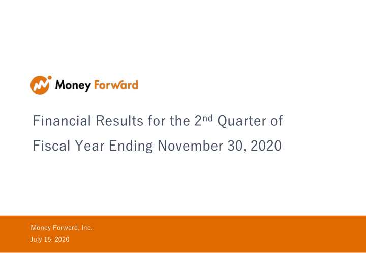 financial results for the 2 nd quarter of fiscal year