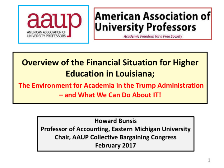 overview of the financial situation for higher education