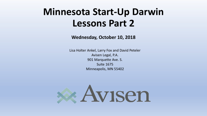 minnesota start up darwin lessons part 2