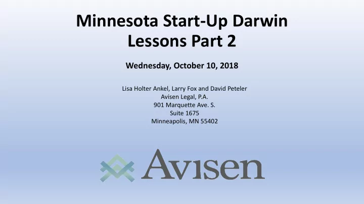 minnesota start up darwin lessons part 2
