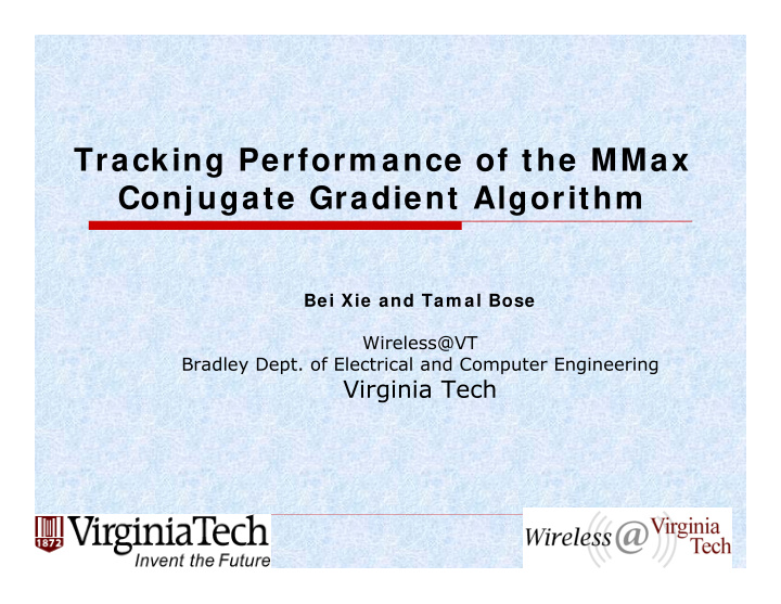 tracking perform ance of the mmax conjugate gradient