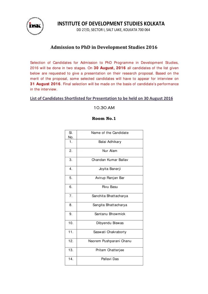 institute of development studies kolkata