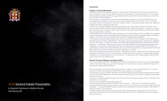 2016 Sectoral Debate Presentation  moving swiftly to bring the current situation under control