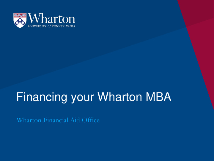 financing your wharton mba