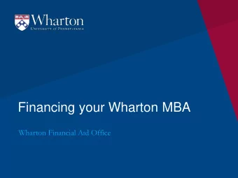 Financing your Wharton MBA  Wharton Financial Aid Office  Financing your MBA  Wharton Fellowship