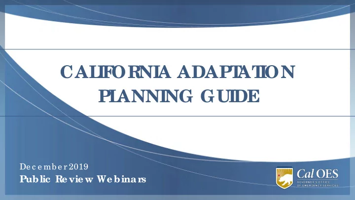 cal i f or ni a adapt at i on pl anni ng gui de