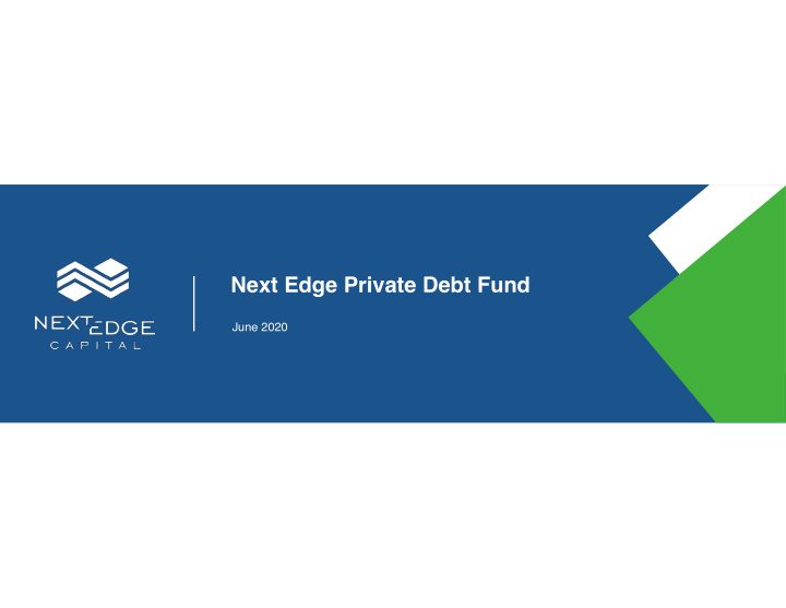 next edge private debt fund