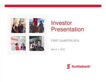 Investor  Presentation  FIRST QUARTER 2016  March 1, 2016  Caution Regarding Forward-Looking